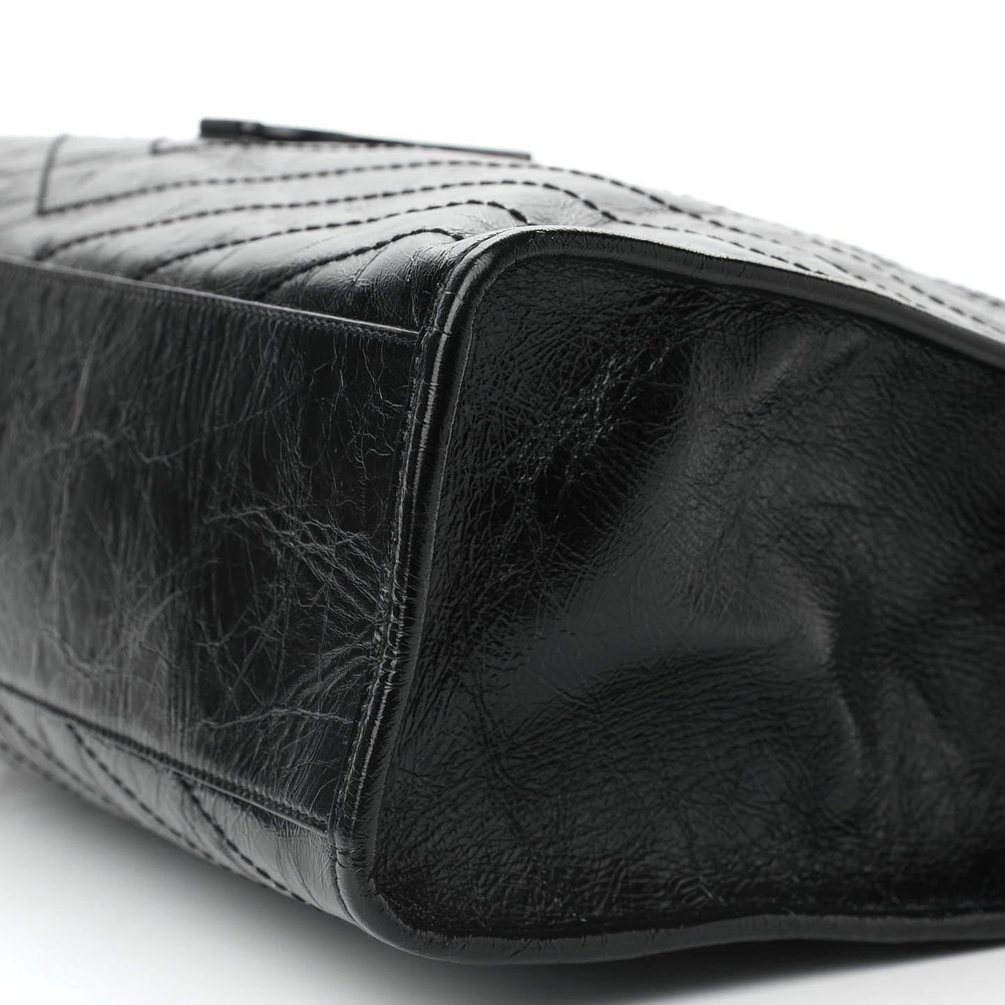 Crinkled Calfskin Matelasse Monogram Niki Shoulder Bag Black