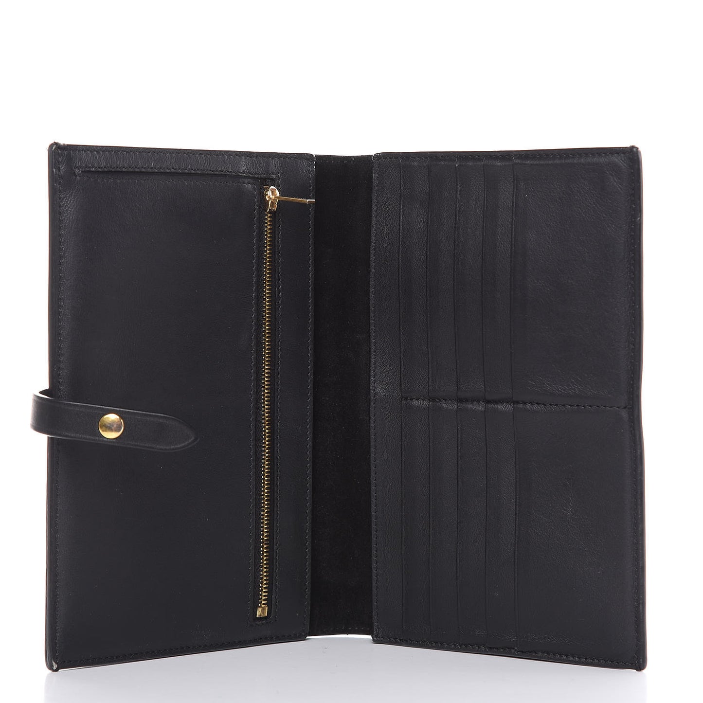 Lizard Calfskin Large Multifunction Strap Wallet Black