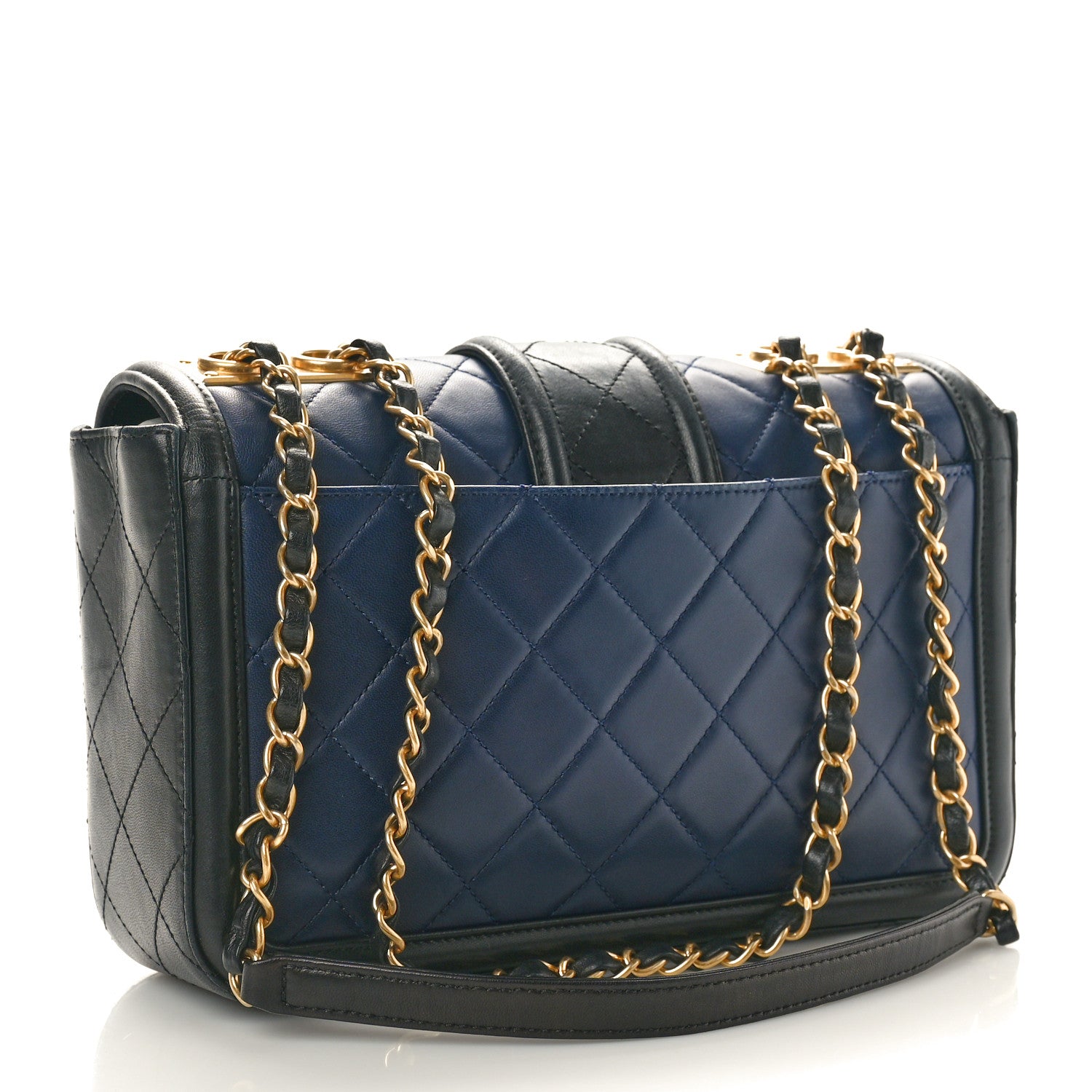 Chanel Lambskin Quilted Medium Elegant CC Flap Navy Black 2 of 10