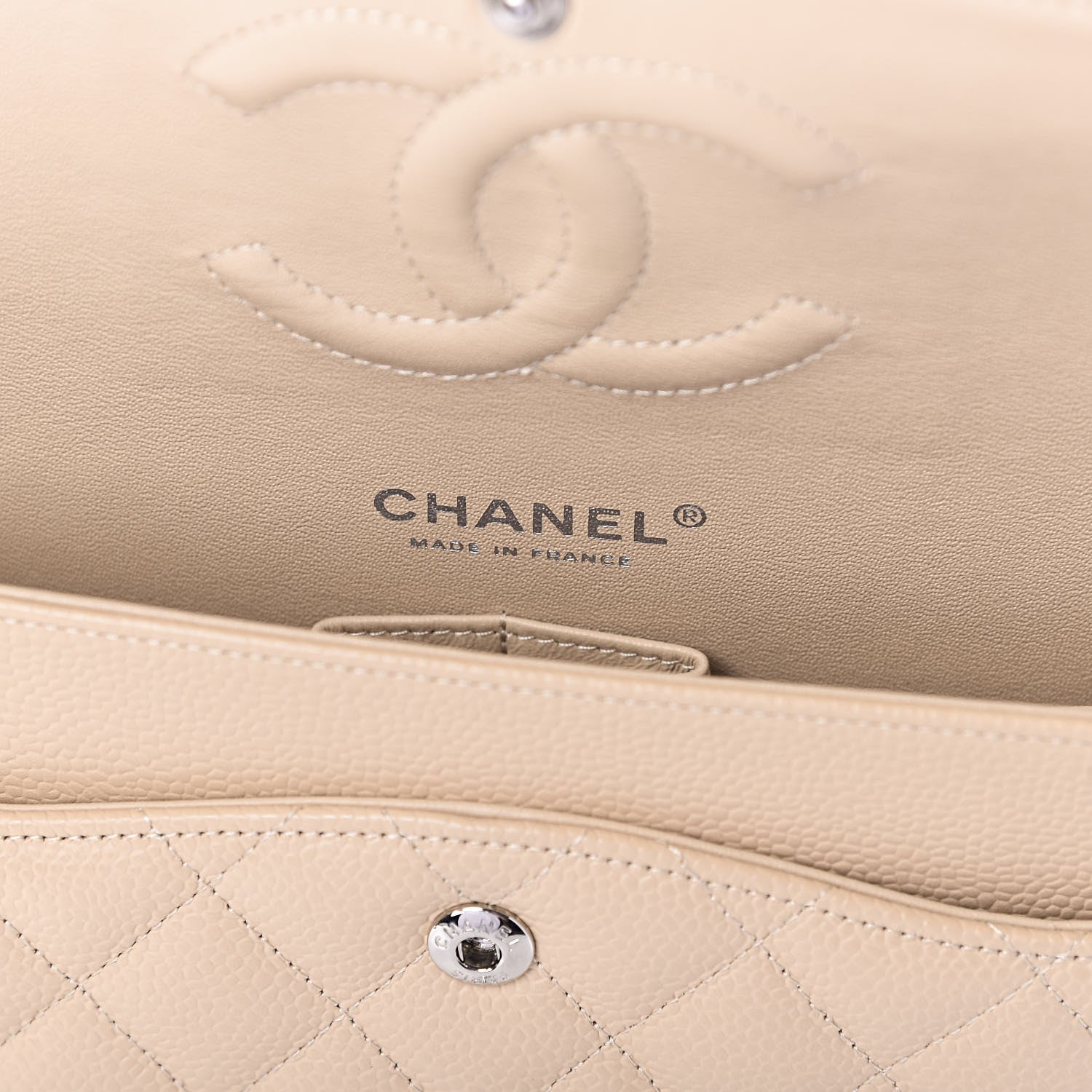 Chanel Caviar Quilted Medium Double Flap Beige 8 of 10