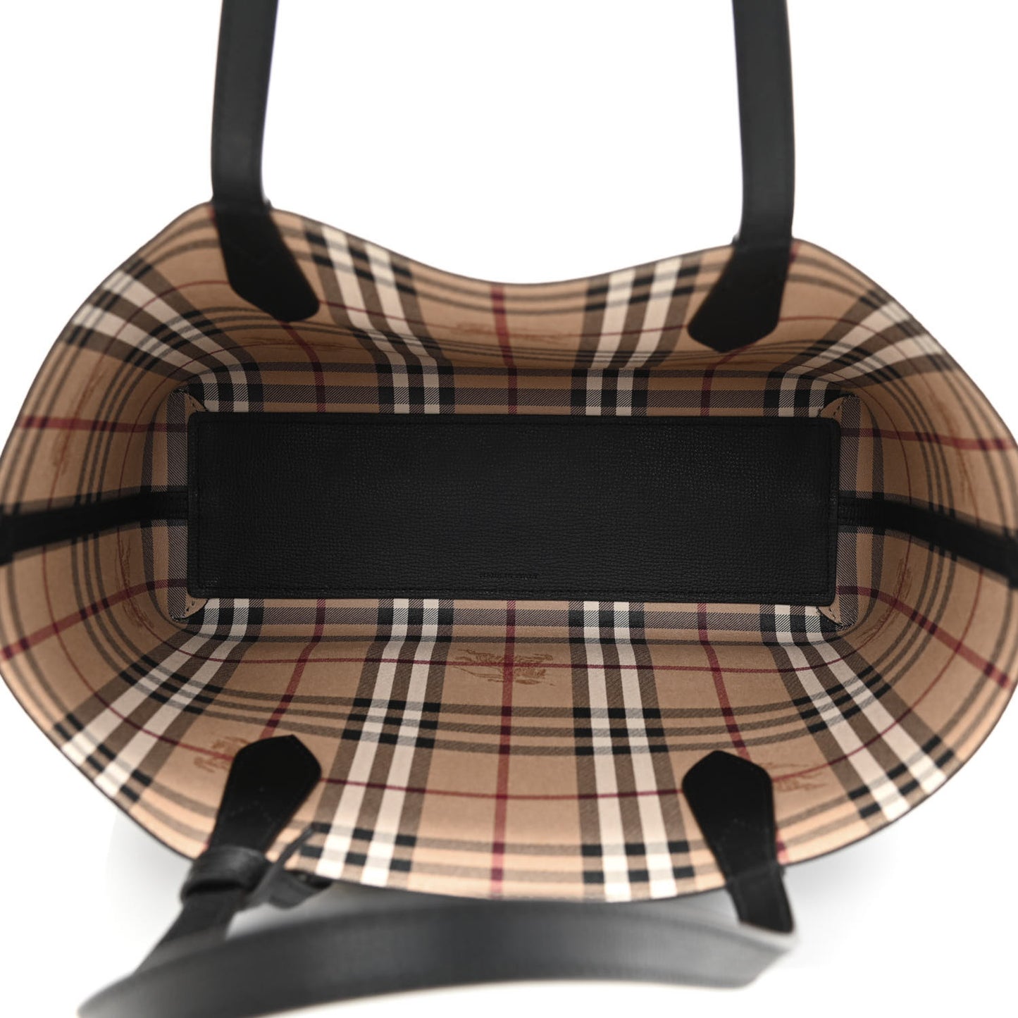 Grainy Calfskin Haymarket Check Small Reversible Tote Black
