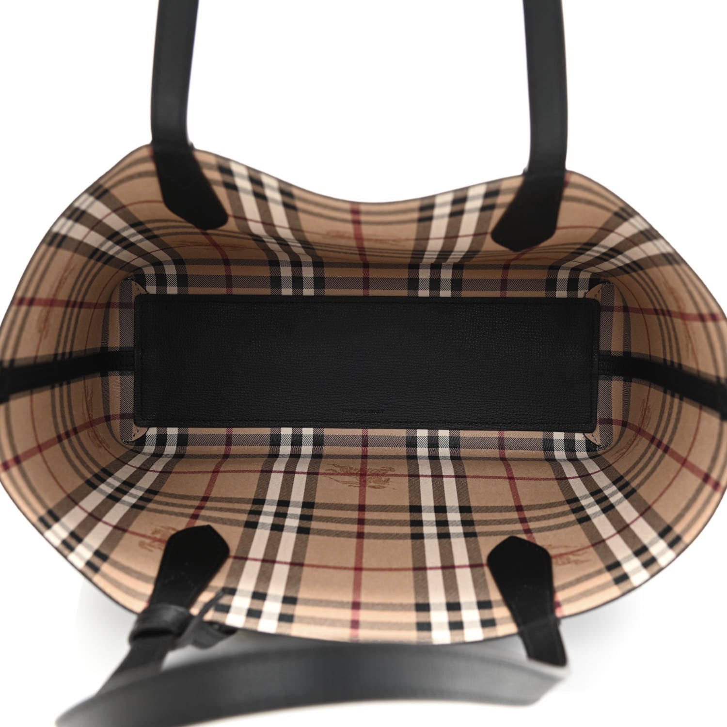 Burberry Grainy Calfskin Haymarket Check Small Reversible Tote Black 14 of 17