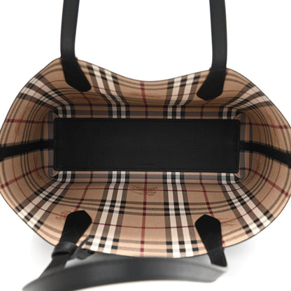 Burberry Grainy Calfskin Haymarket Check Small Reversible Tote Black 14 of 17