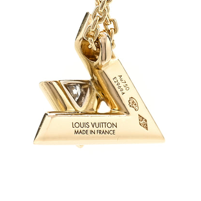 Louis Vuitton 18K Yellow Gold Diamond Small LV Volt One Pendant Necklace 6 of 7