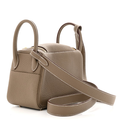 Hermes Taurillon Clemence Mini Lindy 20 Etoupe 3 of 12