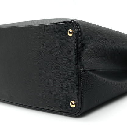 Prada Saffiano Cuir Large Double Bag Black Fuoco 9 of 9