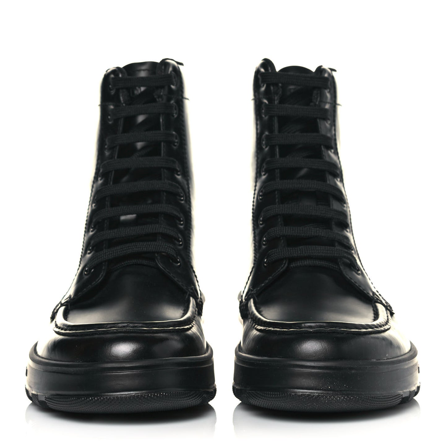 Calfskin FF Logo Mens Ankle Biker Boots 6 Asfalto Black