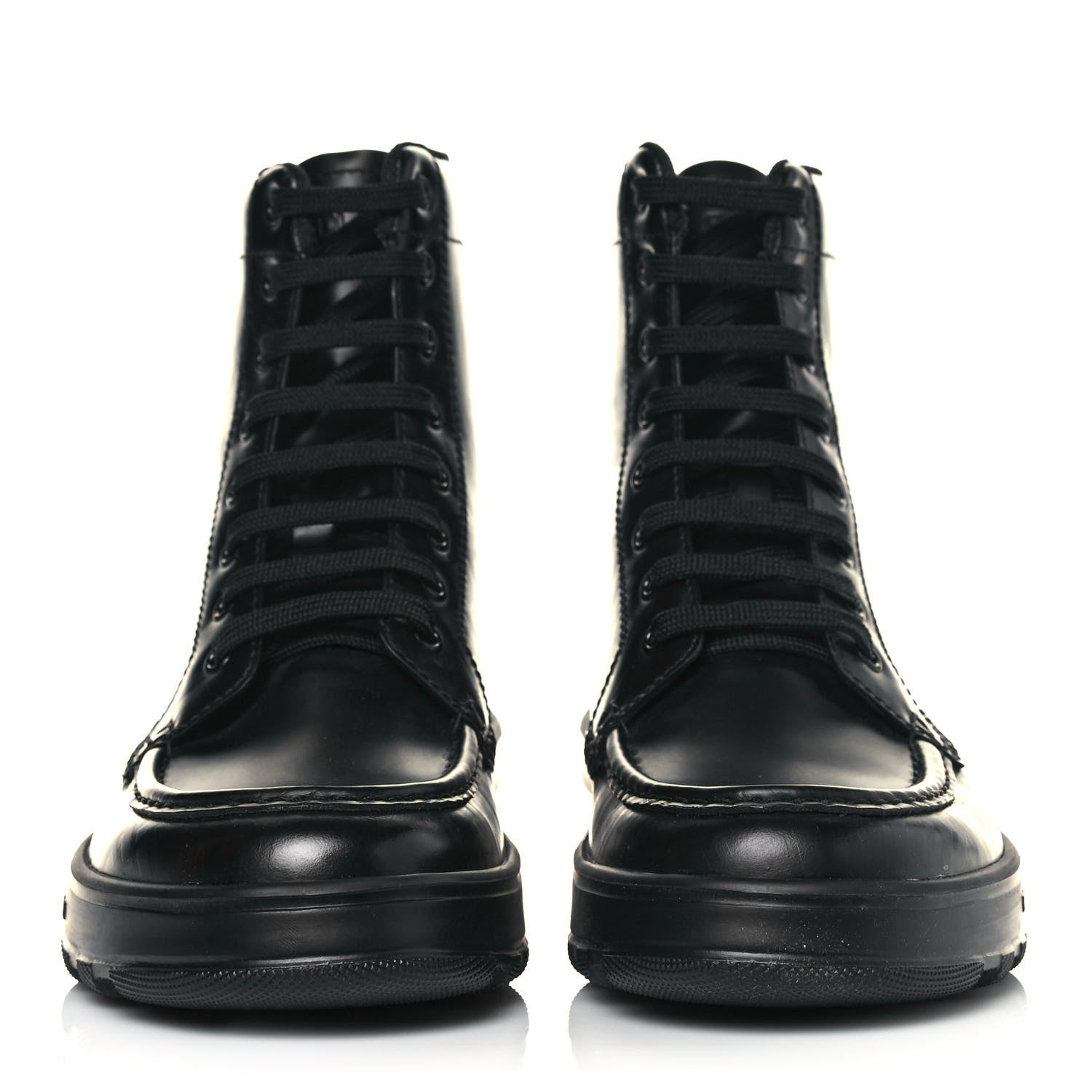 Fendi Calfskin FF Logo Mens Ankle Biker Boots 6 Asfalto Black 2 of 7