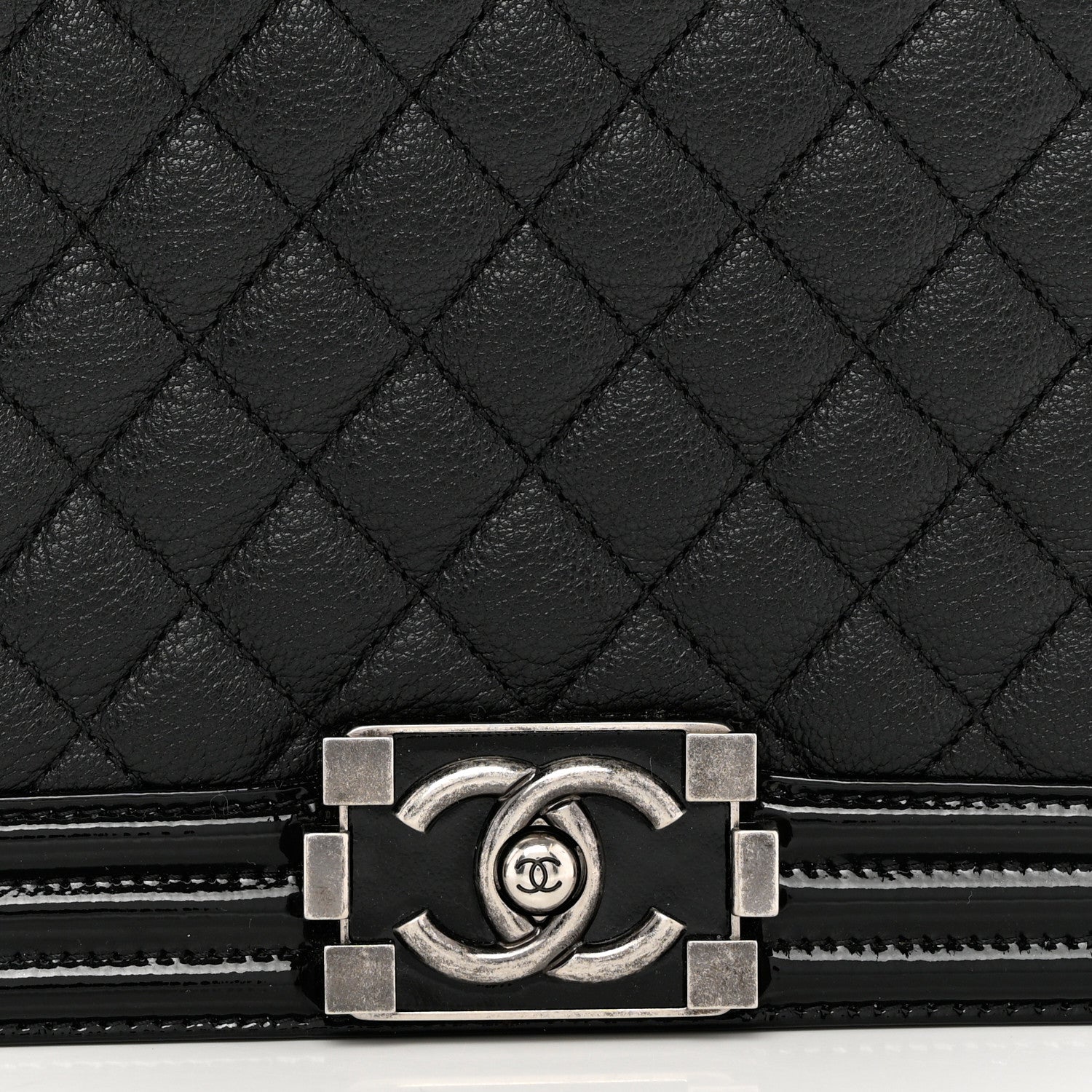 Chanel Goatskin Quilted Patent New Medium Duo Boy Flap Black 8 of 12