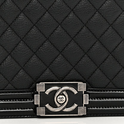Chanel Goatskin Quilted Patent New Medium Duo Boy Flap Black 8 of 12