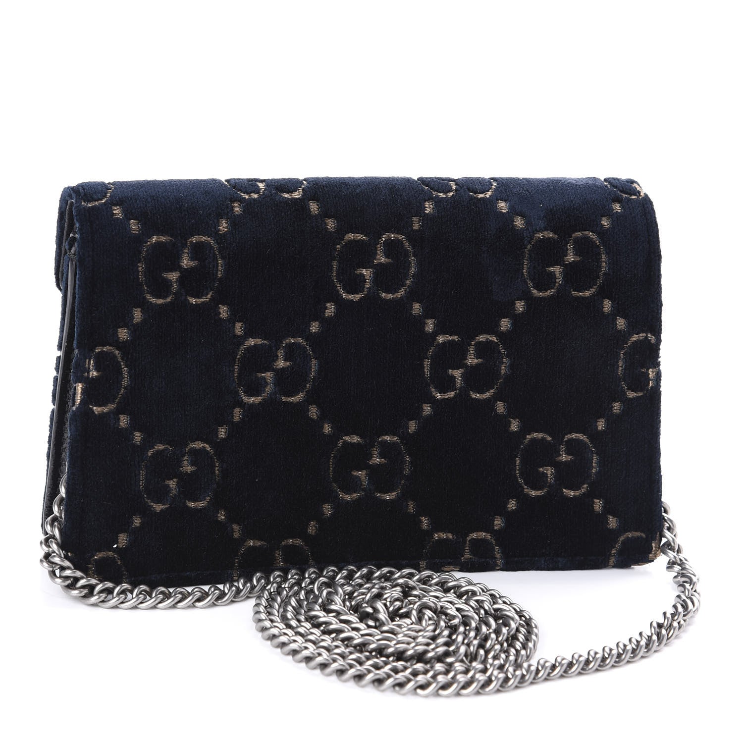 Gucci Velvet GG Monogram Super Mini Dionysus Shoulder Bag Blue Beige Black 3 of 10