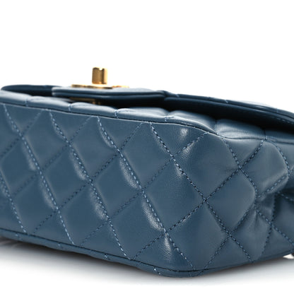 Chanel Lambskin Quilted Mini Metal Top Handle Rectangular Flap Blue 10 of 12
