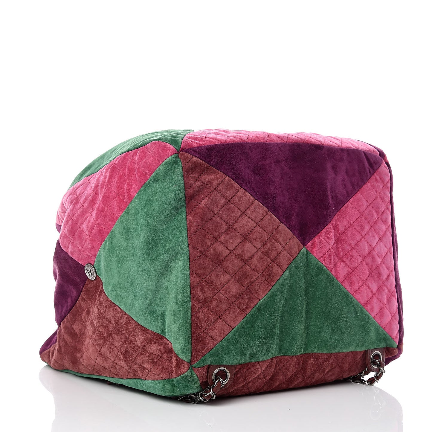 Suede Quilted Patchwork Drawstring Backpack Green Pink Purple Burgundy