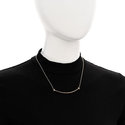 Tiffany 18K Yellow Gold Large T Smile Pendant Necklace 2 of 5