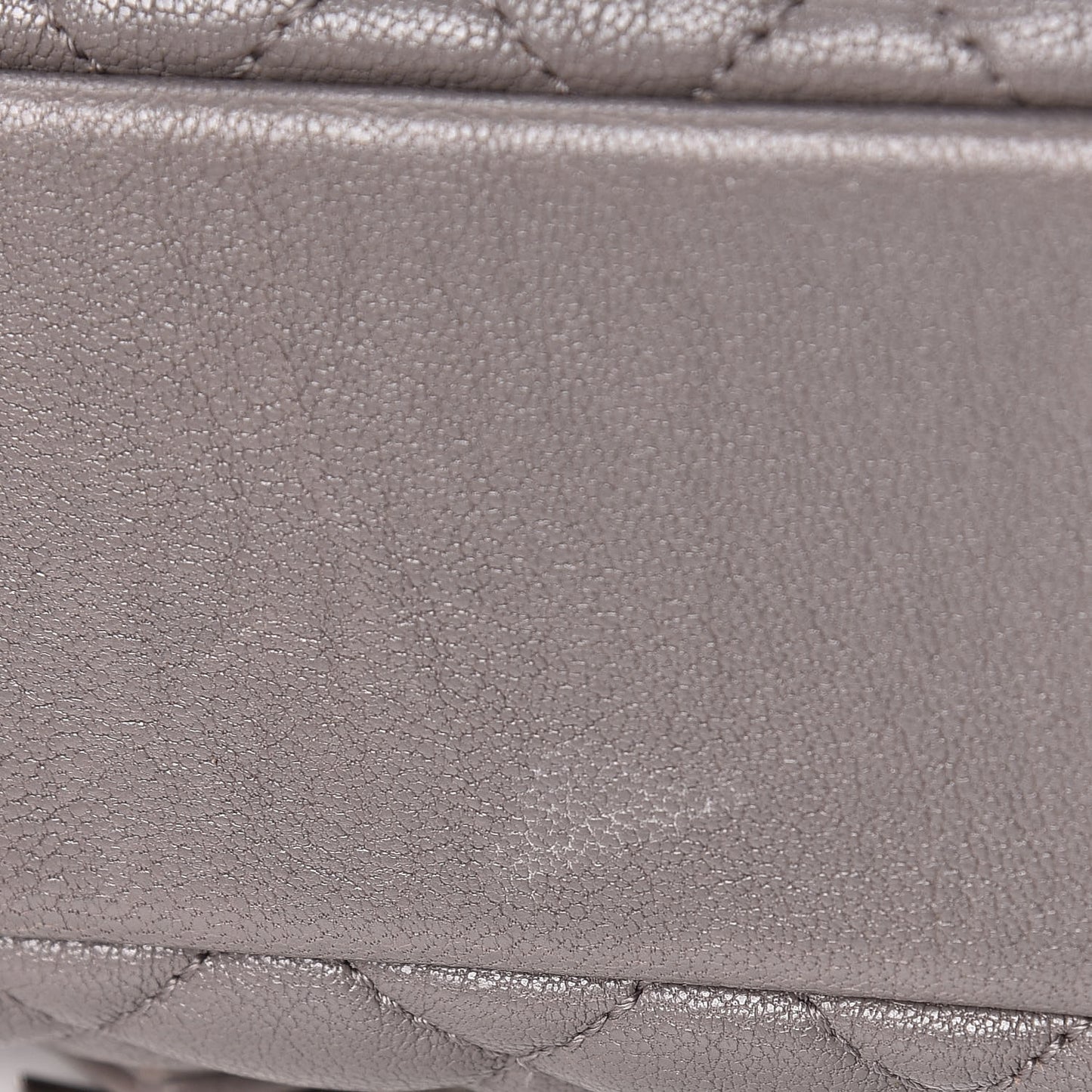 Sheepskin Tri-Quilt Monogram Medium College Bag Gray