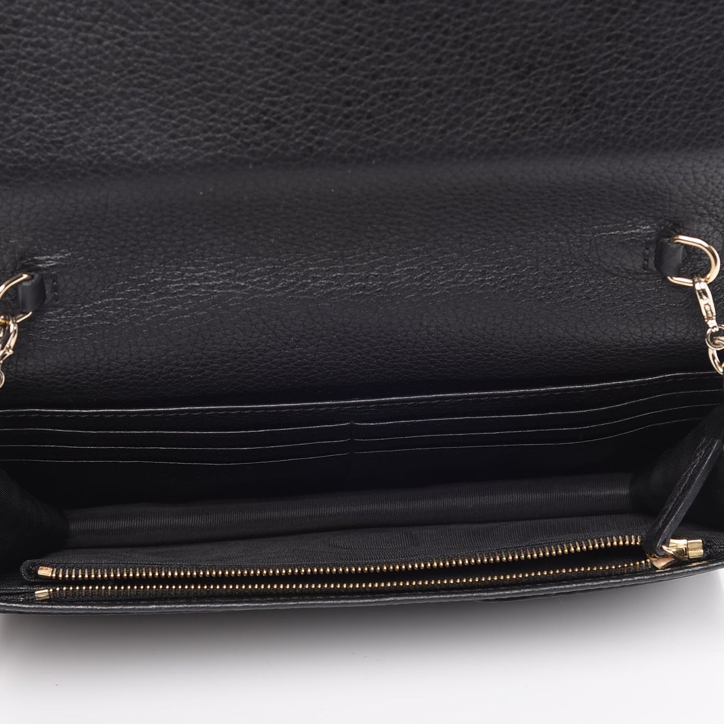 Pebbled Calfskin Soho Wallet on Chain Black