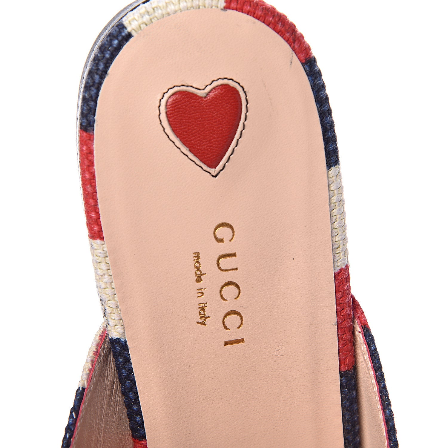 Gucci Canvas Sylvie Stripe Womens Princetown Slippers 41 Mystic White Hibiscus Red Maritime 5 of 10