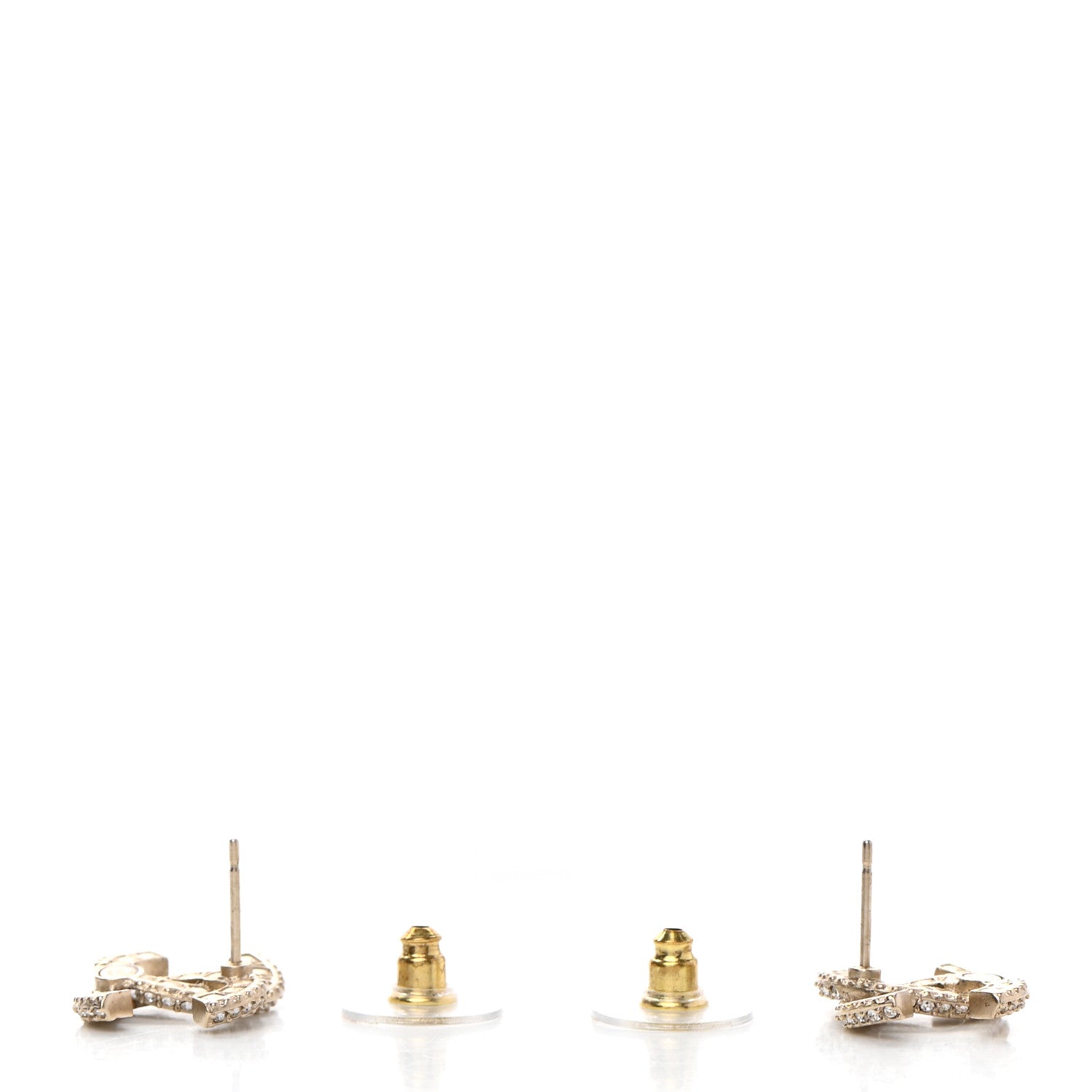 Chanel Crystal Timeless CC Earrings Light Gold 3 of 5