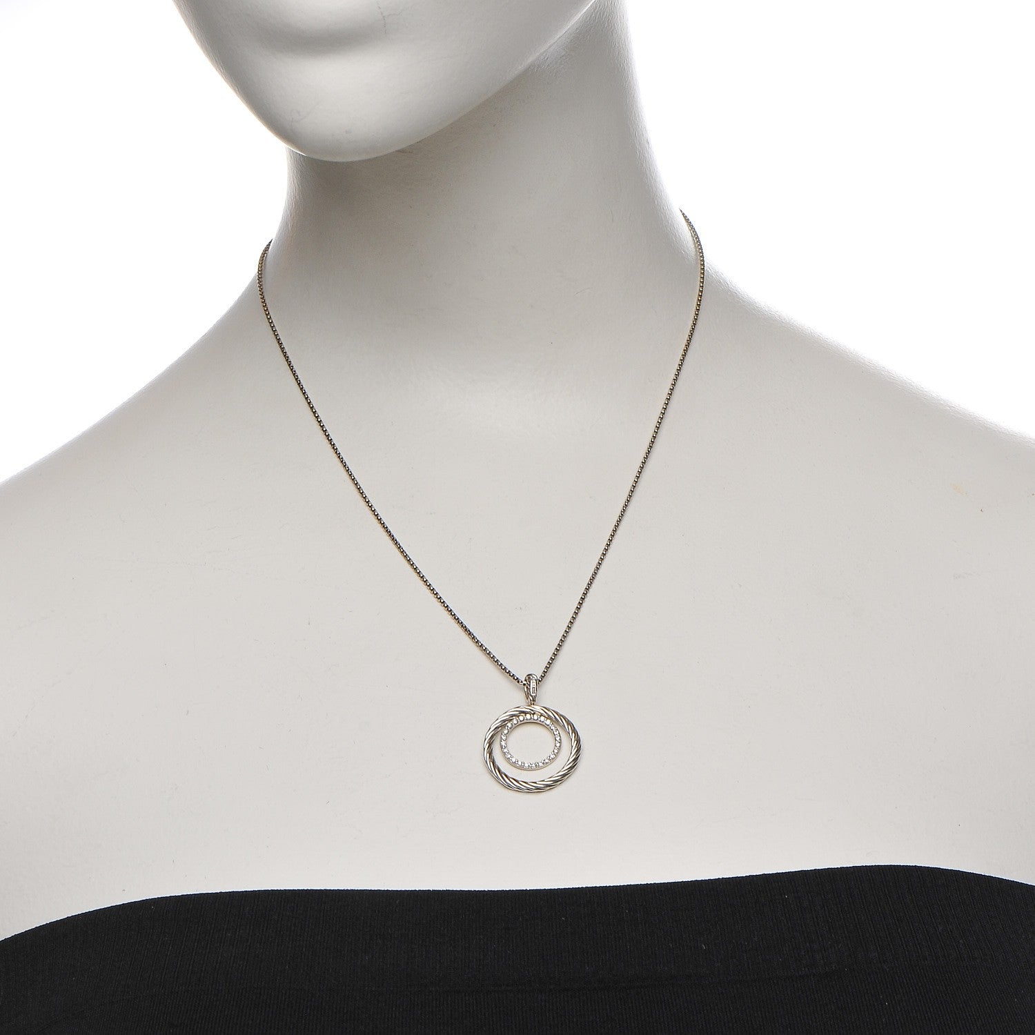 David Yurman Sterling Silver Diamond Mobile Circle Pendant Necklace 2 of 5