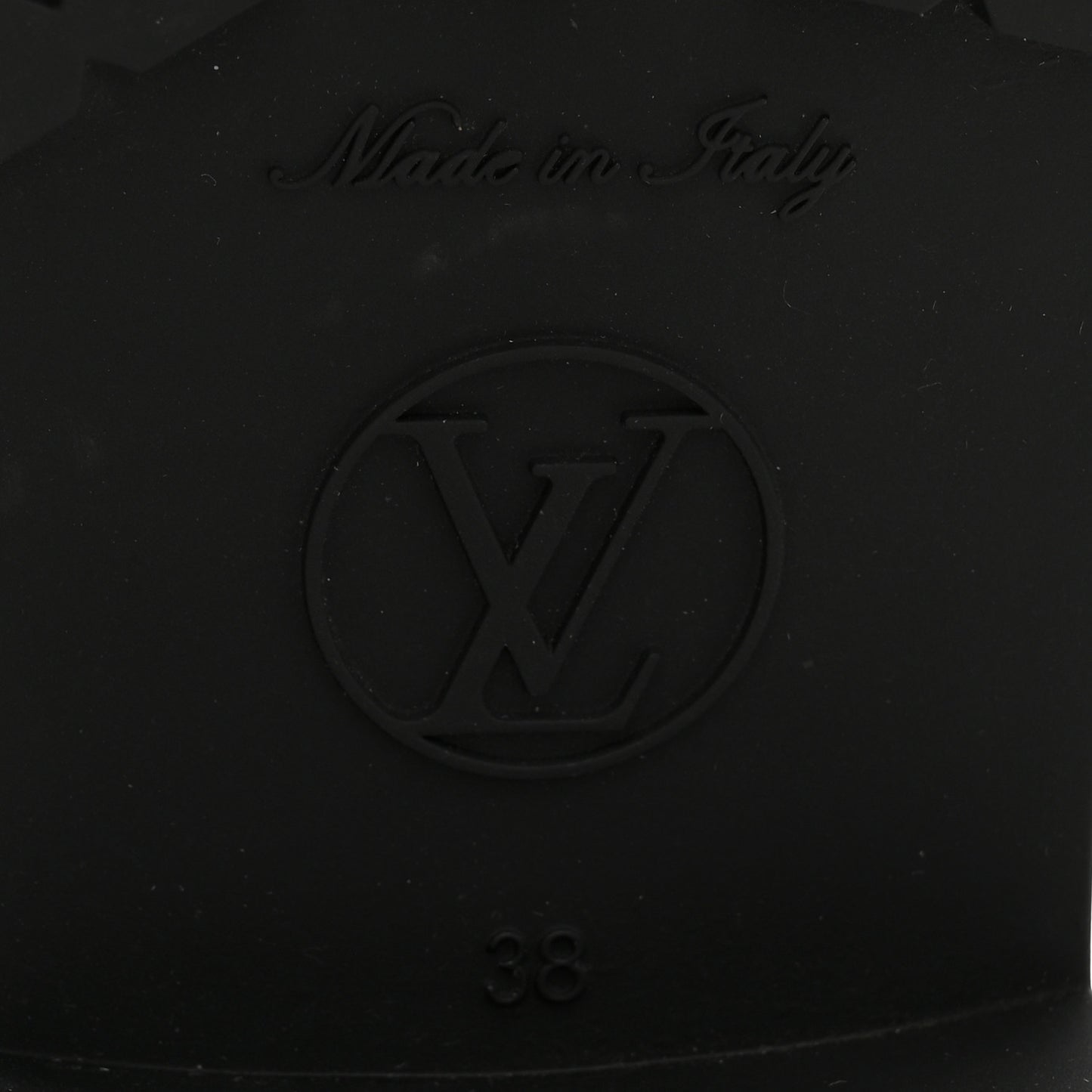 Rubber Embossed Monogram Drops Flat Half Boots 38 Black
