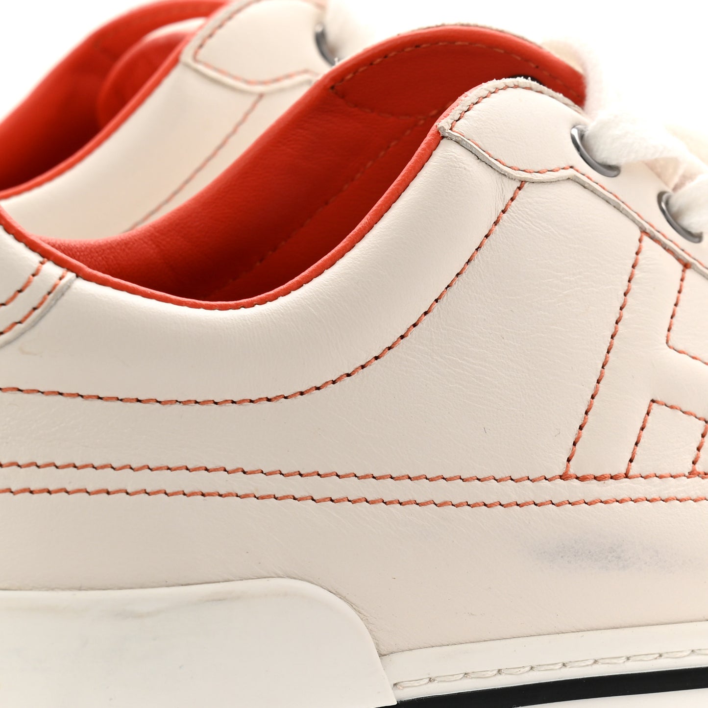 Calfskin Womens Voltage Sneakers 38 White Orange