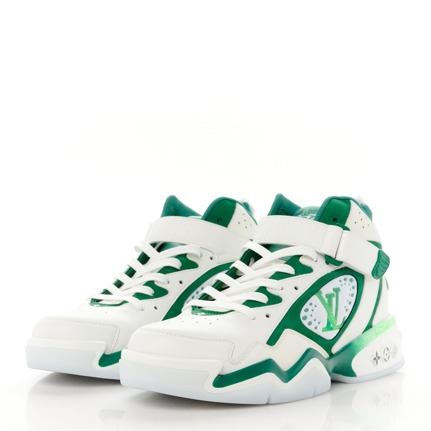 Calfskin Mens LV Trainer 2 Sneaker 7.5 White Green