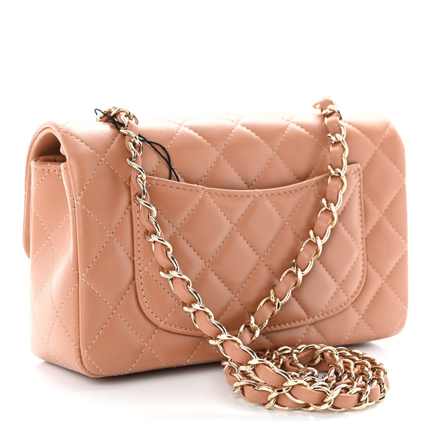 Lambskin Quilted Mini Rectangular Flap Brown