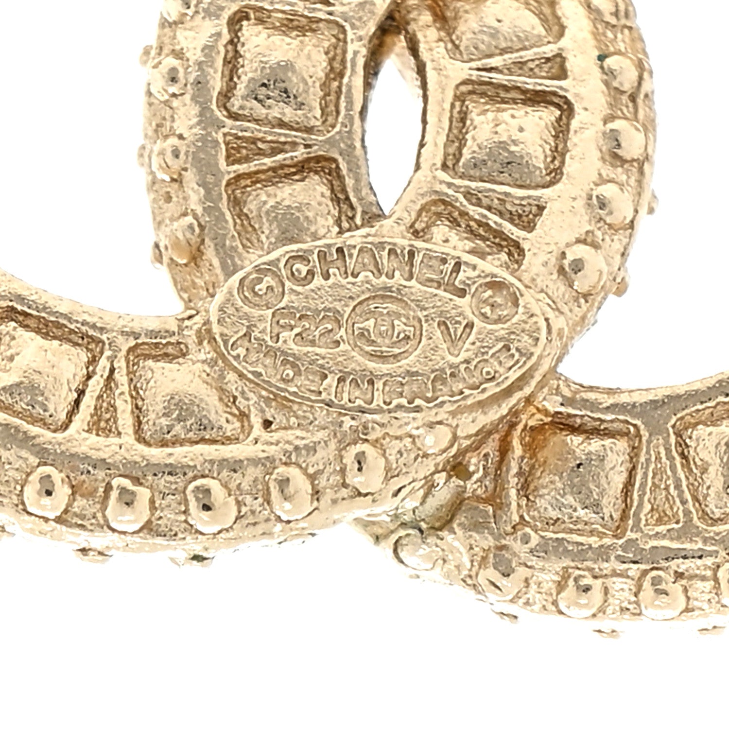 Chanel Crystal Timeless CC Earrings Light Gold 4 of 4