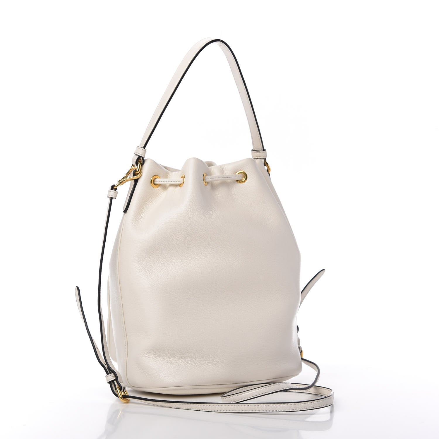 Prada Glace Calfskin Logo Mini Bucket Crossbody Bag White 3 of 11