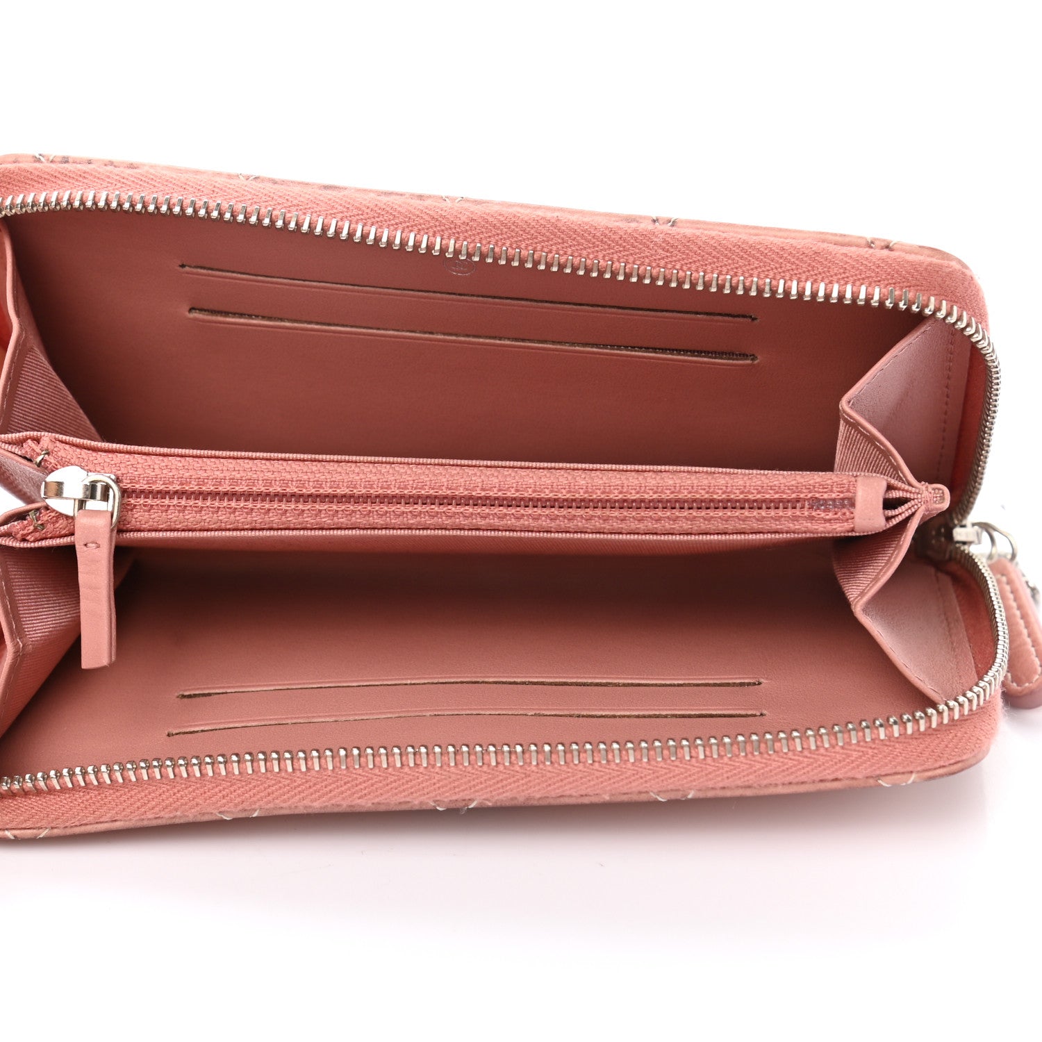 Chanel Ombre Patent Calfskin Quilted Small Zip Around Wallet Pink White 5 of 9