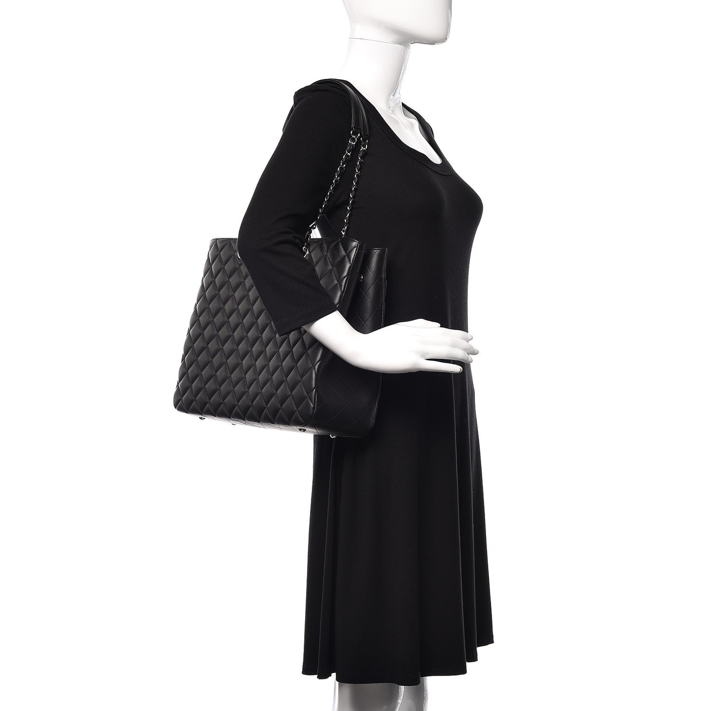 Calfskin Large Classic Shopping Tote Black