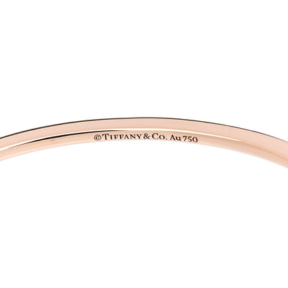 Tiffany 18K Rose Gold Diamond Metro Hinged Bangle Bracelet 3 of 4