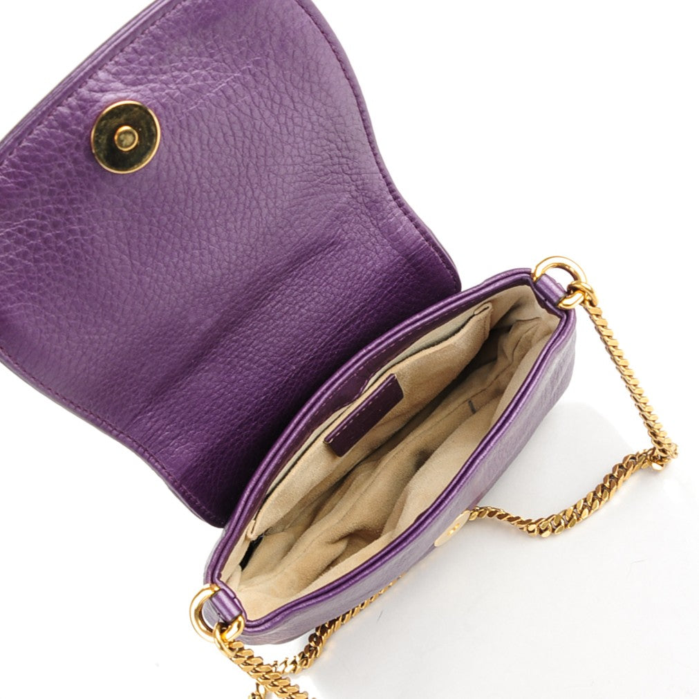 Gucci Metallic Pebbled Calfskin Small 1973 Chain Shoulder Bag Purple 5 of 8