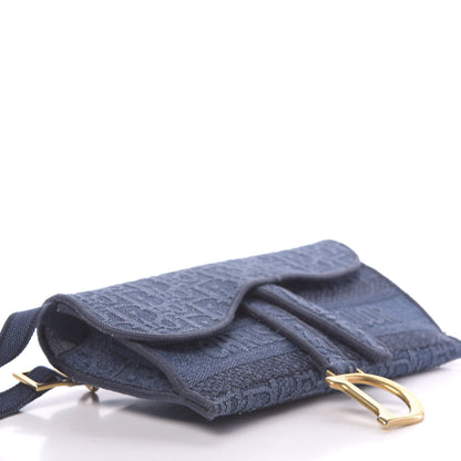 Christian Dior Oblique Embroidered Slim Saddle Pouch Denim Blue 8 of 10