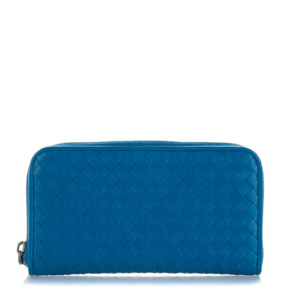 Bottega Veneta Nappa Intrecciato Zip Around Wallet Blue 1 of 8