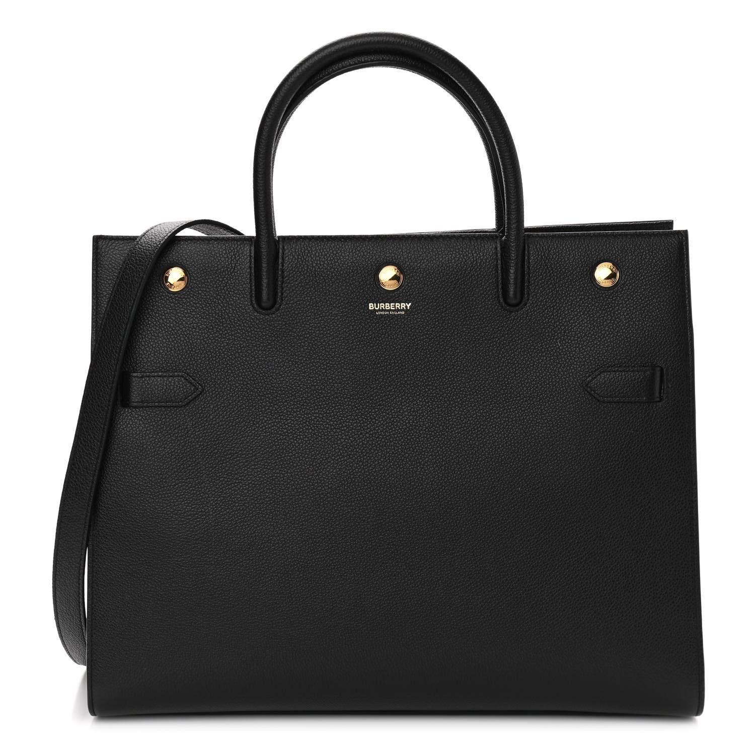 Burberry Grainy Calfskin Medium Title Bag Black 1 of 10