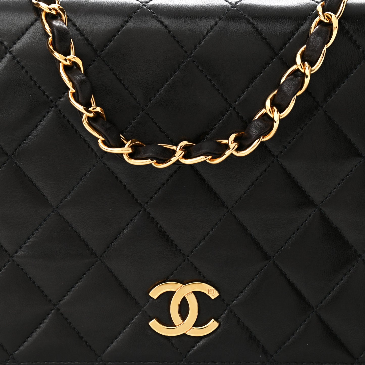Lambskin Quilted Small Single Flap Black
