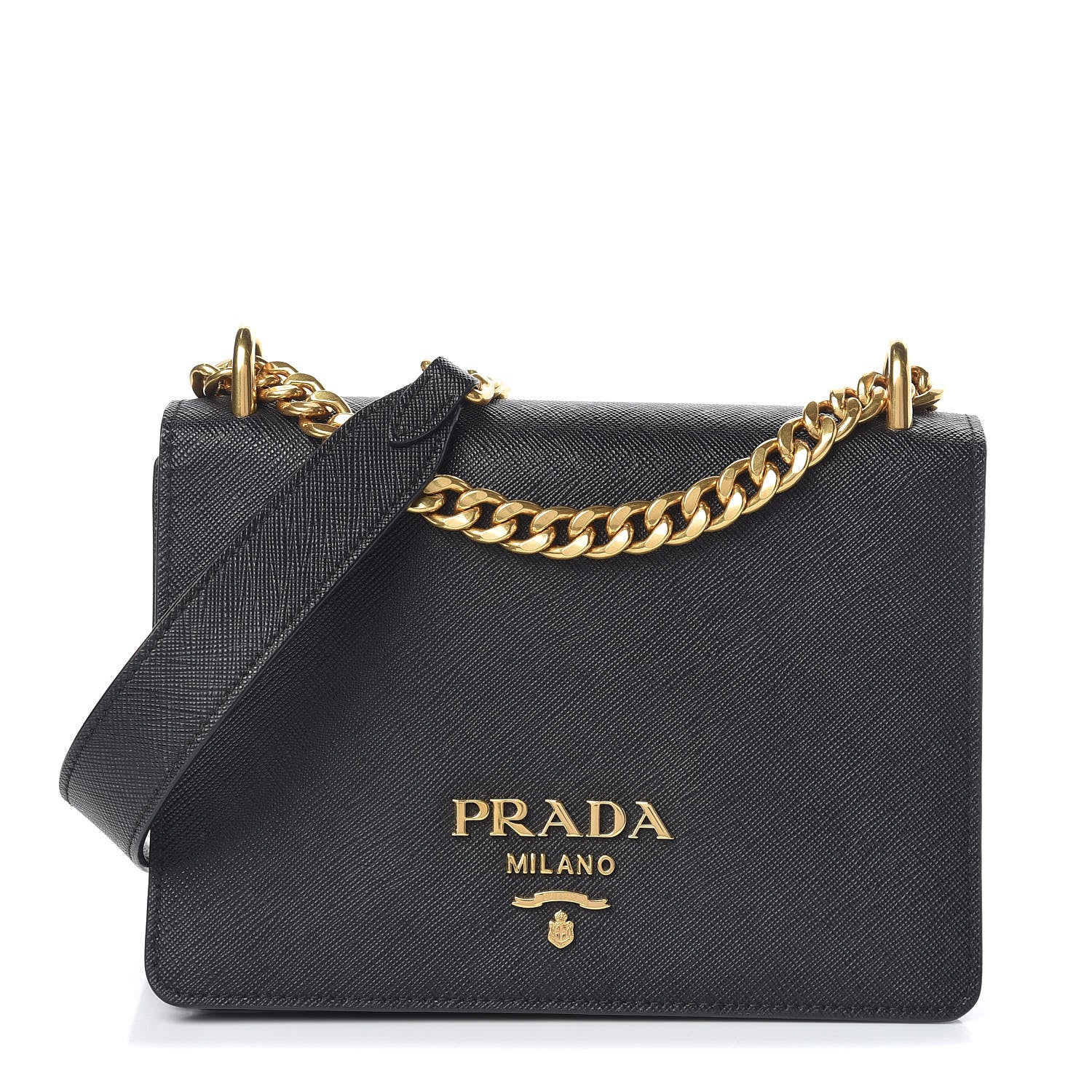 Prada Saffiano Soft Chain Shoulder Bag Black 1 of 9