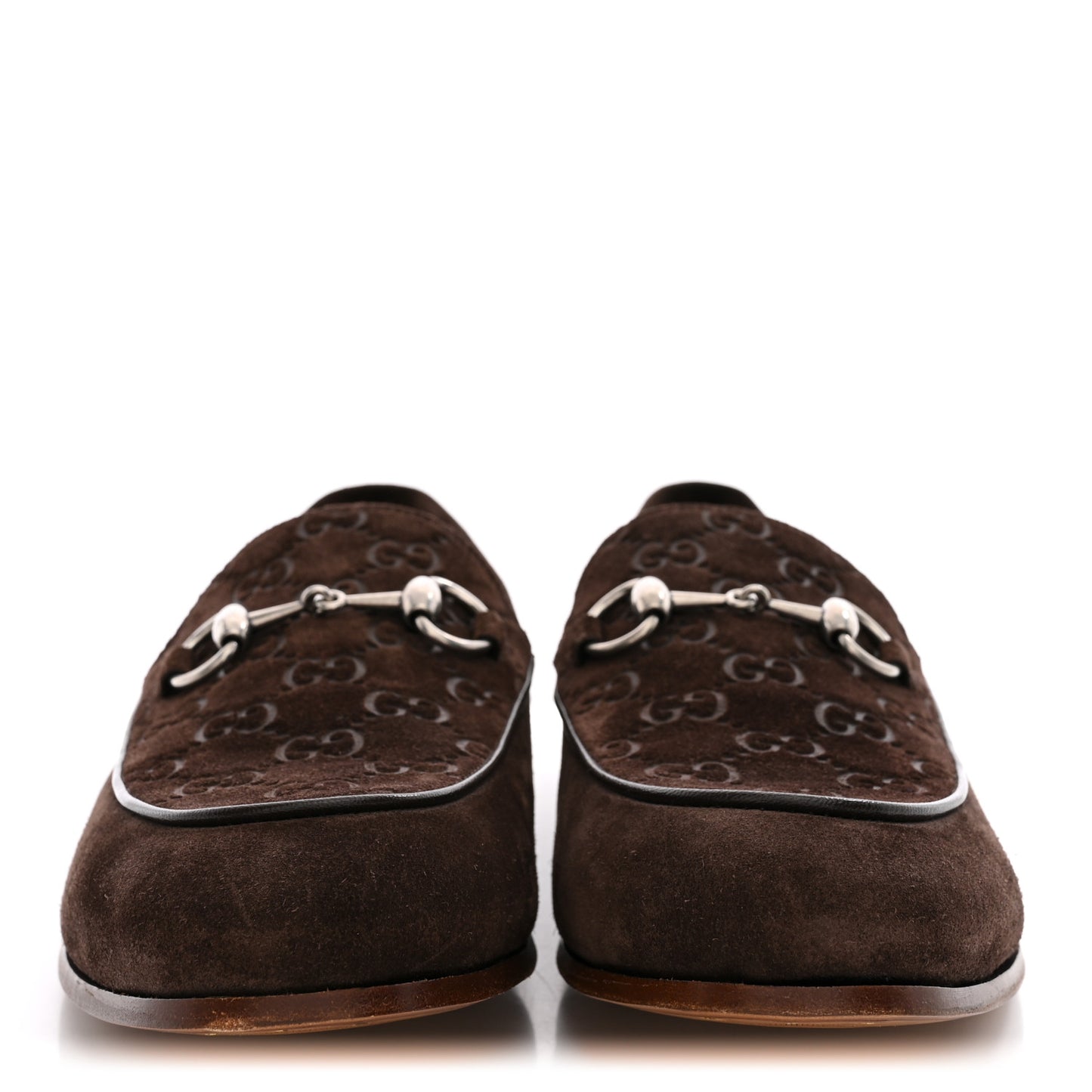Luxury Suede GG Monogram Horsebit Mens Jordy Loafers 8 Night Cocoa