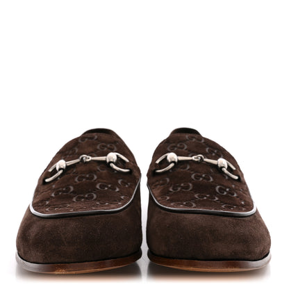 Gucci Luxury Suede GG Monogram Horsebit Mens Jordy Loafers 8 Night Cocoa 3 of 11