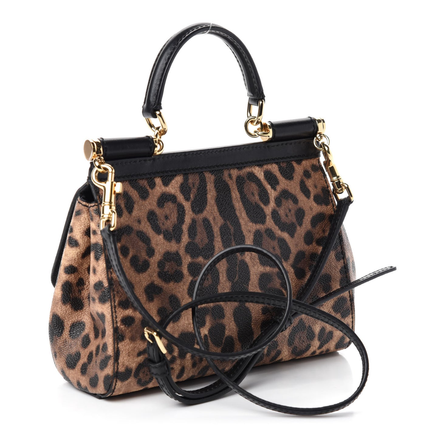 Dauphine Leopard Print Mini Miss Sicily Satchel Black