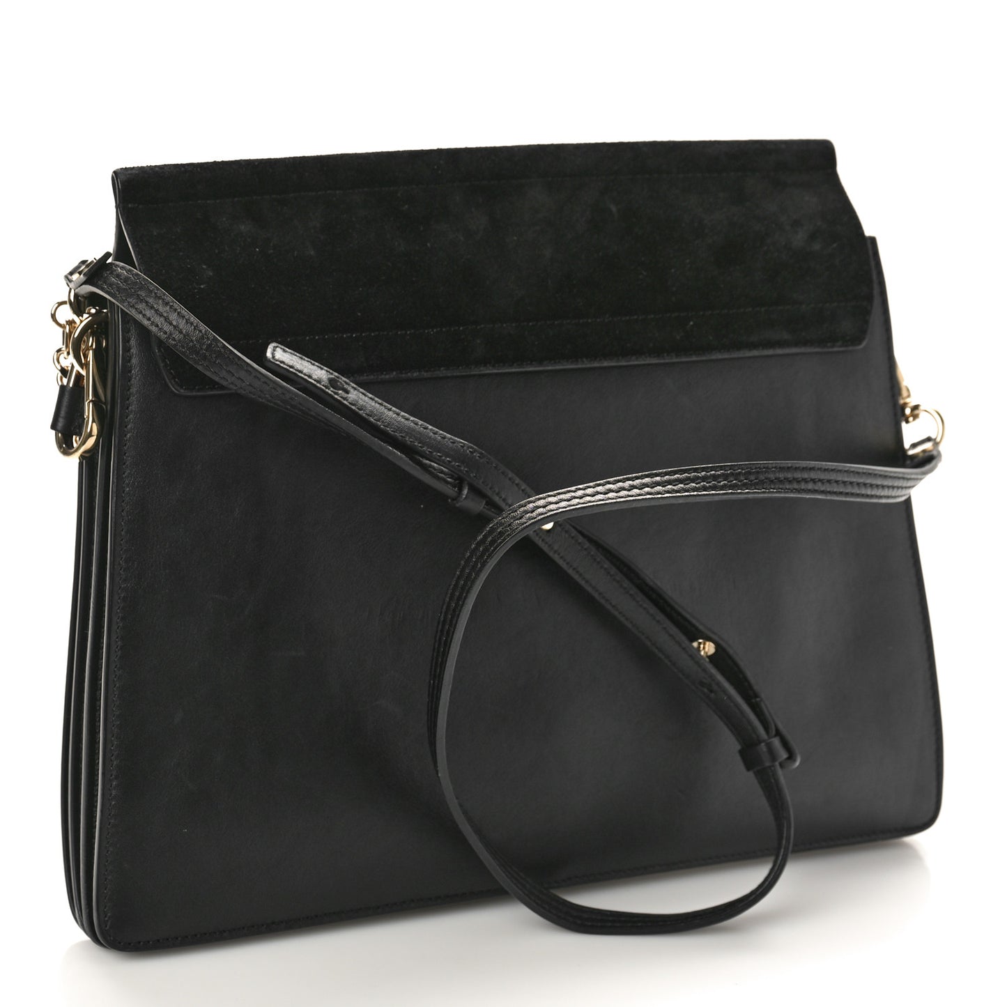 Suede Calfskin Medium Faye Shoulder Bag Black