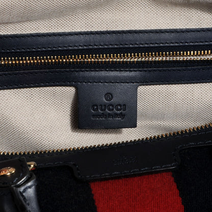 Gucci Monogram Selleria Calfskin Vintage Web Medium Boston Beige Blue 6 of 10