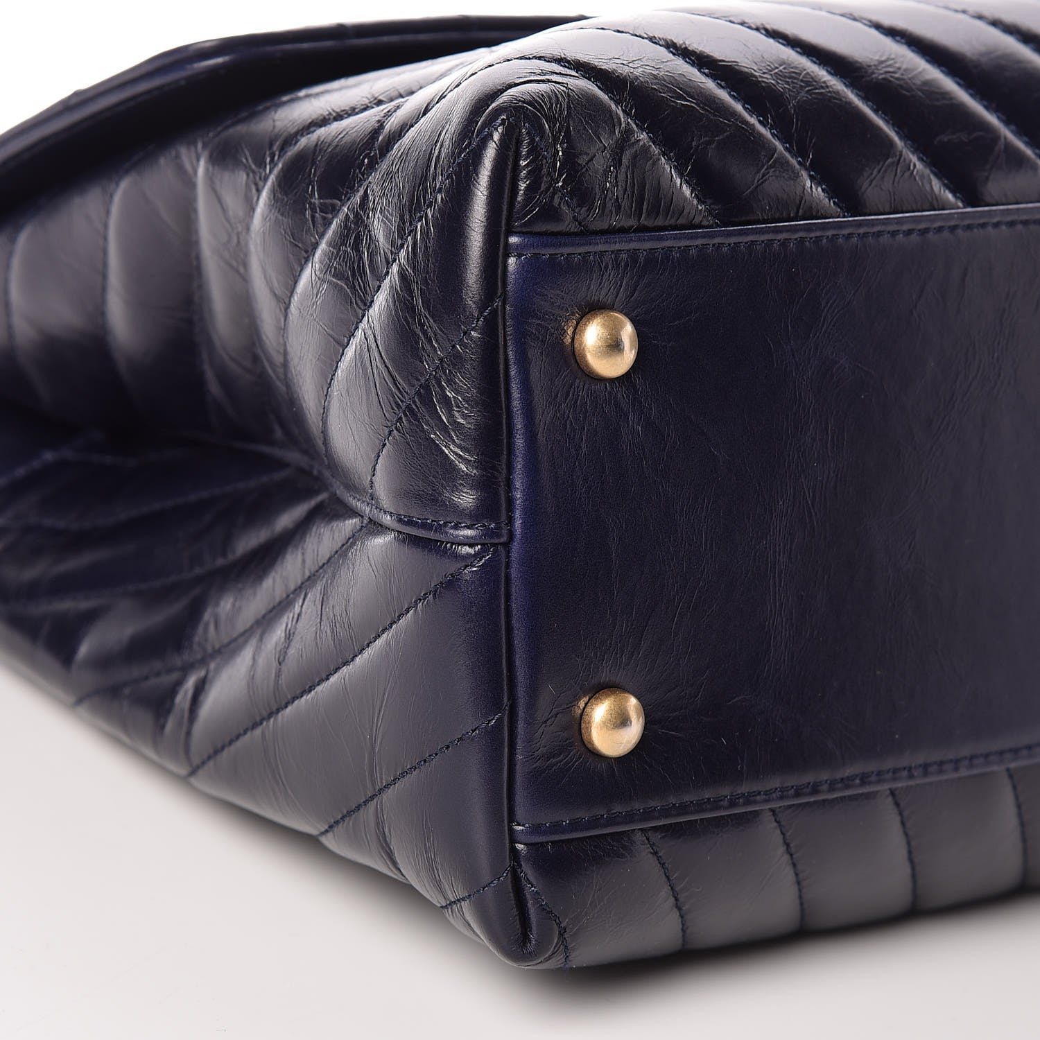 Chanel Calfskin Chevron Quilted Medium Coco Handle Flap Blue 8 of 10