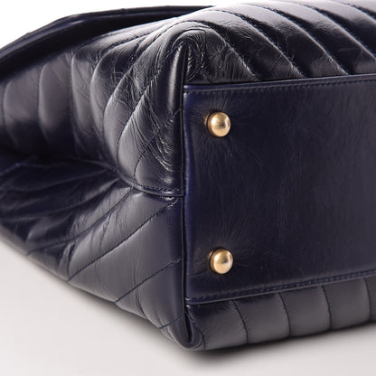 Chanel Calfskin Chevron Quilted Medium Coco Handle Flap Blue 8 of 10