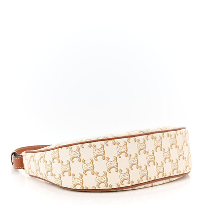 Celine Canvas Calfskin Ava Triomphe Shoulder Bag White 4 of 11