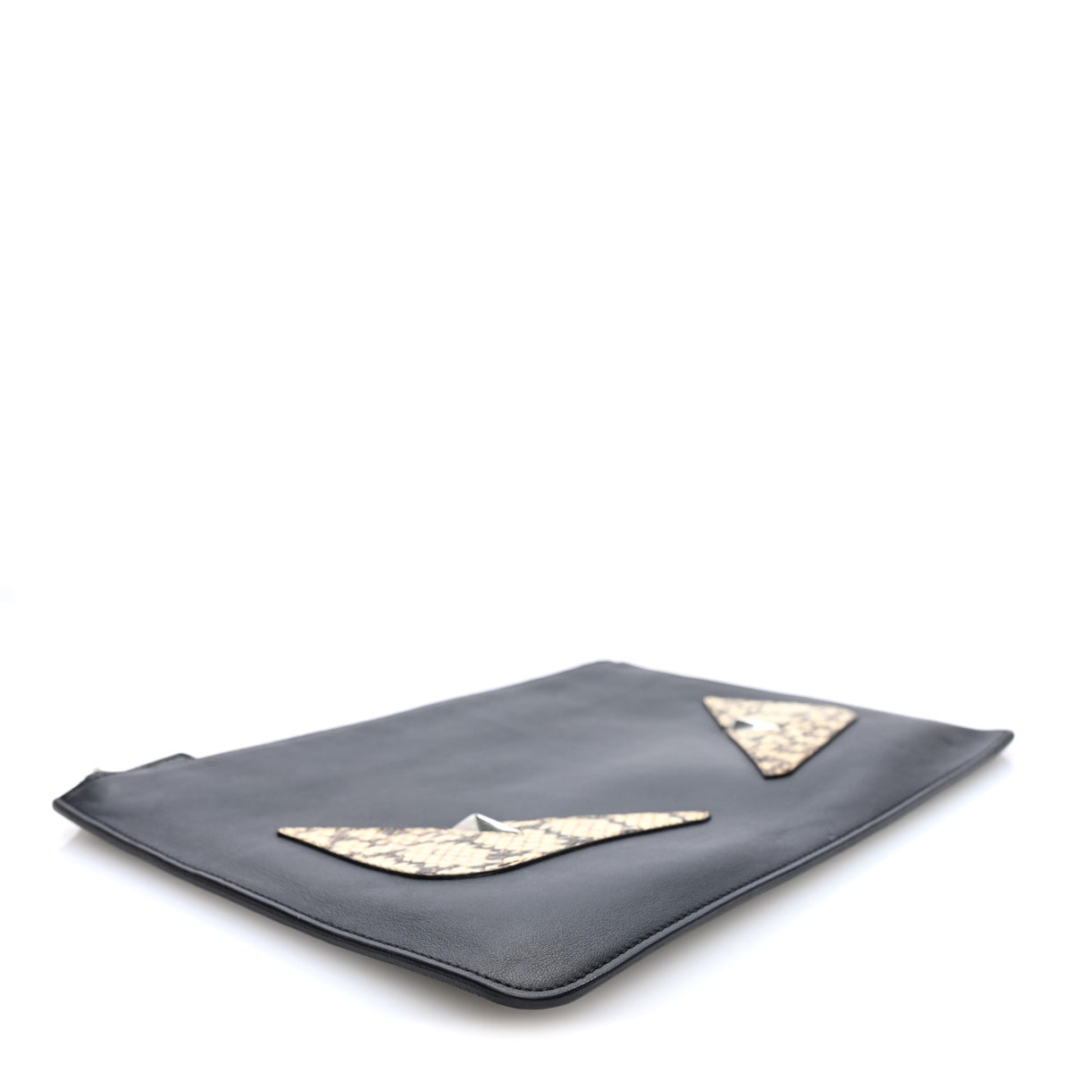 Fendi Vitello Snakeskin Monster Eyes Inlay Pouch Black 4 of 7