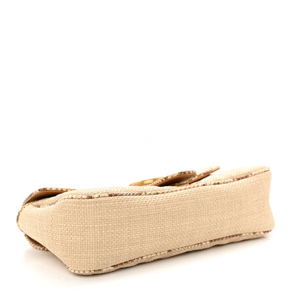 Gucci Raffia Elaphe Matelasse Small GG Marmont Shoulder Bag Natural Cream Brown 4 of 10