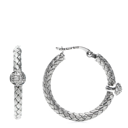 Roberto Coin 18K White Gold Diamond Primavera Hoop Earrings 1 of 3