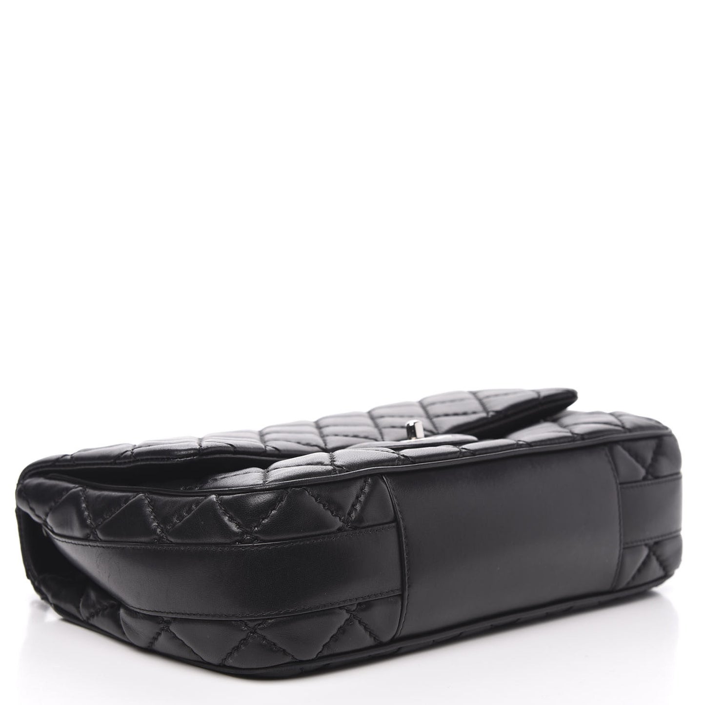 Lambskin Quilted Jumbo Easy Carry Flap Black